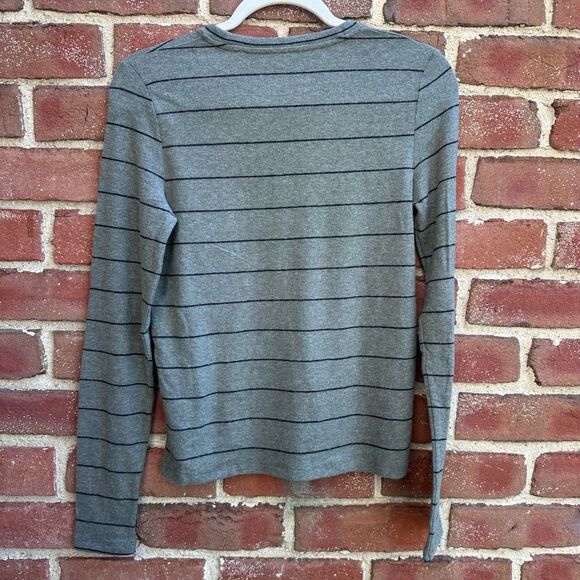 VINCE $145 Striped Top long sleeve olive green womens small - Picture 8 of 9